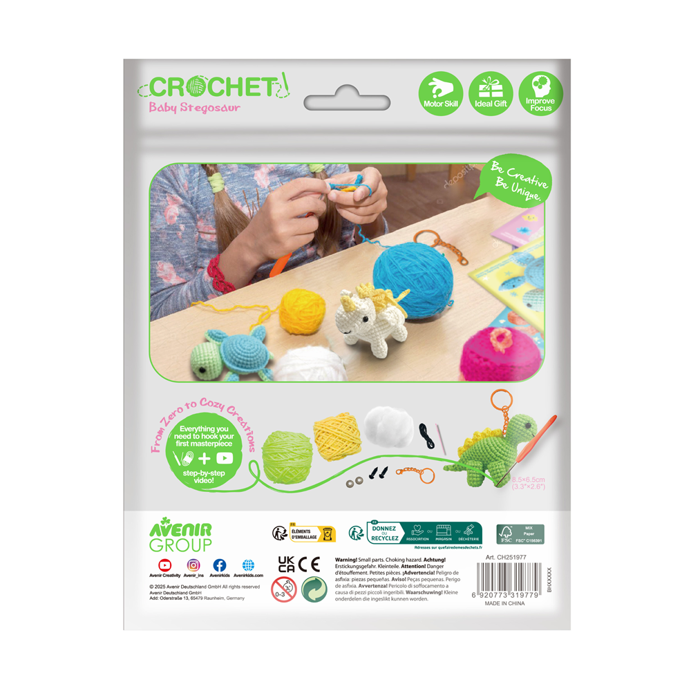 Avenir - Crochet Keychain - Baby Stegosaur
