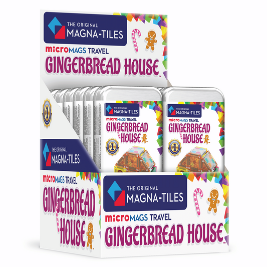 MAGNA-TILES - microMAGS Gingerbread House Travel Set - 24 Piece Set - 12 Unit Counter Display
