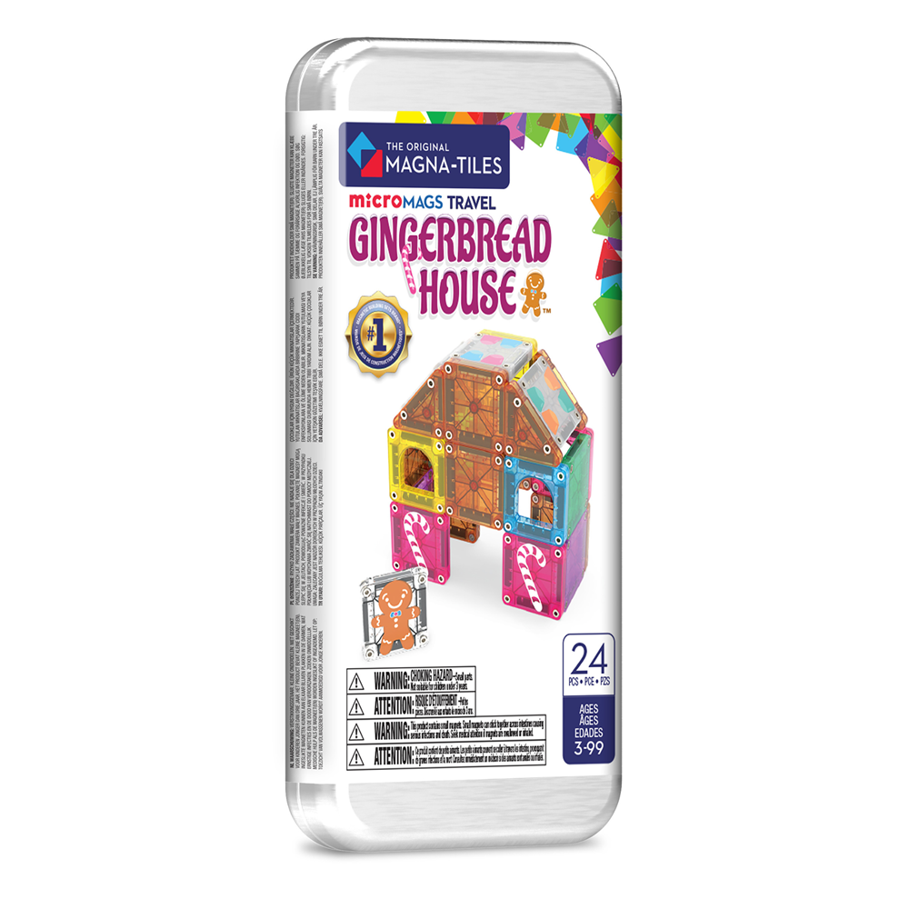 MAGNA-TILES - microMAGS Gingerbread House Travel Set - 24 Piece Set - 12 Unit Counter Display