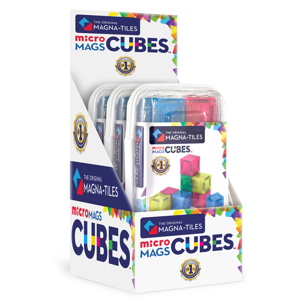 MAGNA-TILES - microMAGS Cubes Magnetic Set - 9 Piece Set - 3 Unit Counter Display