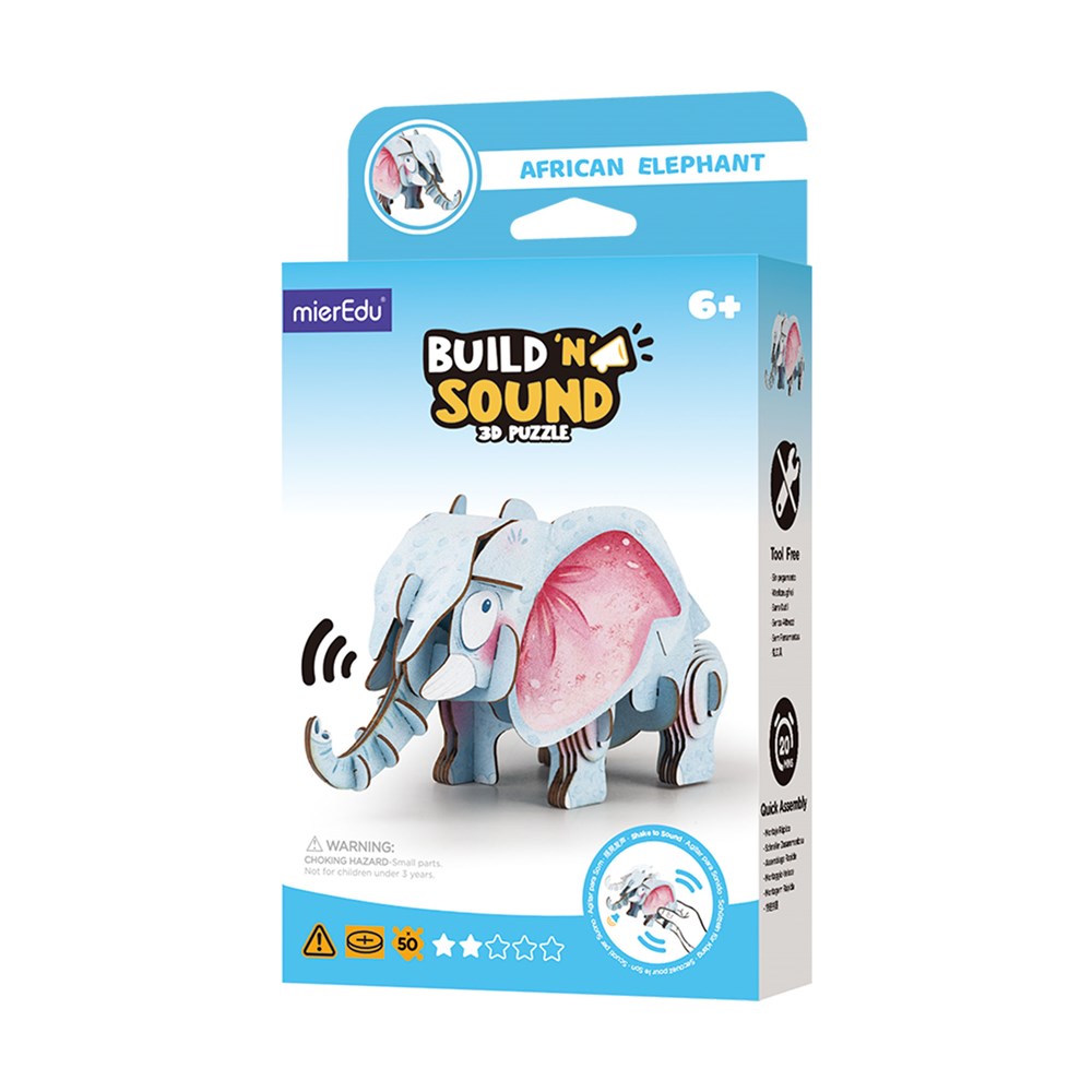 mierEdu - Build n Sound 3D Puzzle - African Elephant