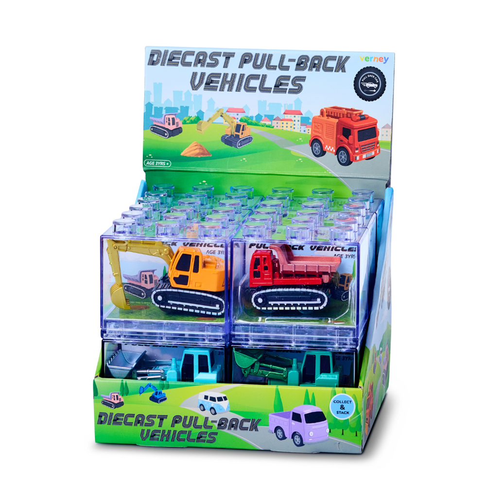 Verney - Diecast Pull-Back Vehicles - Earthmoving Series - 12PC CDU