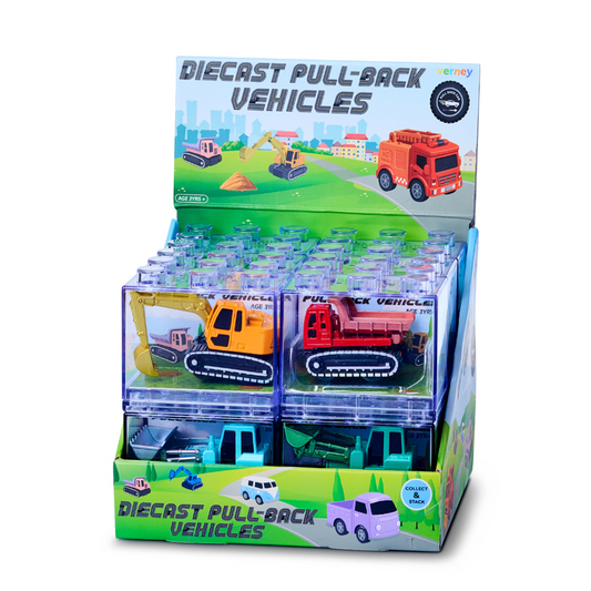 Verney - Diecast Pull-Back Vehicles - Earthmoving Series - 12PC CDU