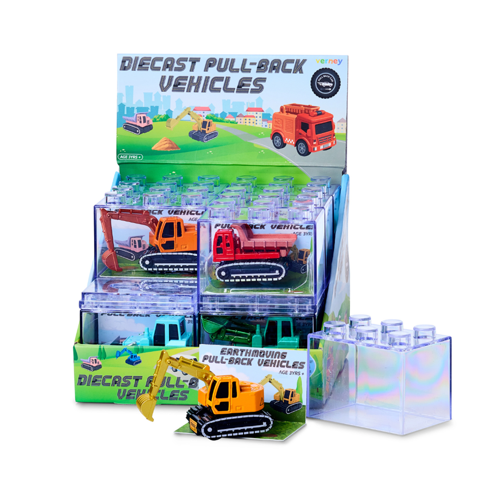 Verney - Diecast Pull-Back Vehicles - Earthmoving Series - 12PC CDU