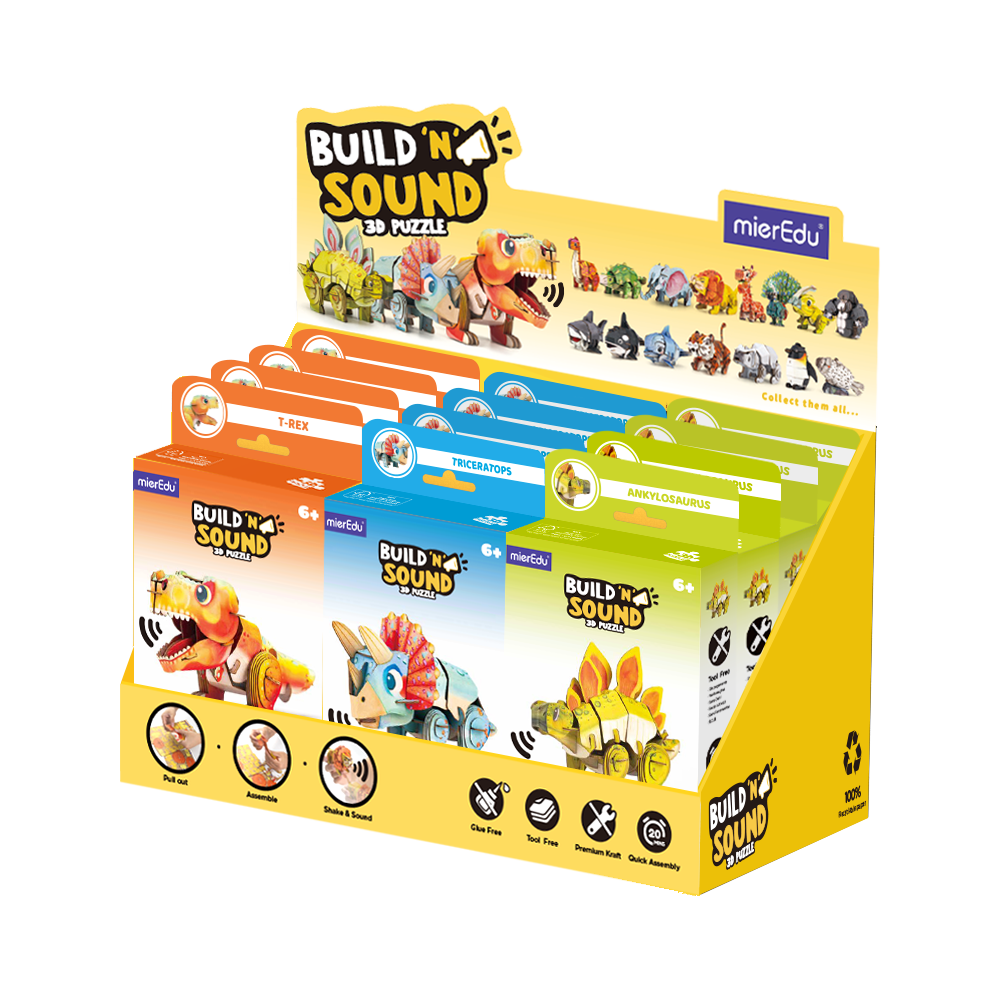 mierEdu - Build n Sound 3D Puzzle - Dino Classic - 12 Unit Display - view 2