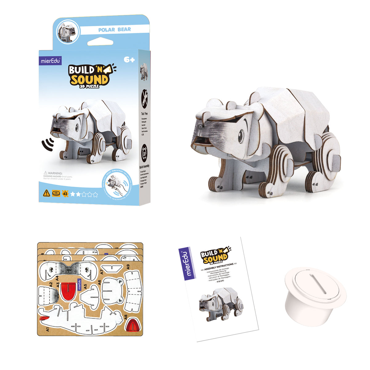 mierEdu - Build n Sound 3D Puzzle - Polar Bear - view 4