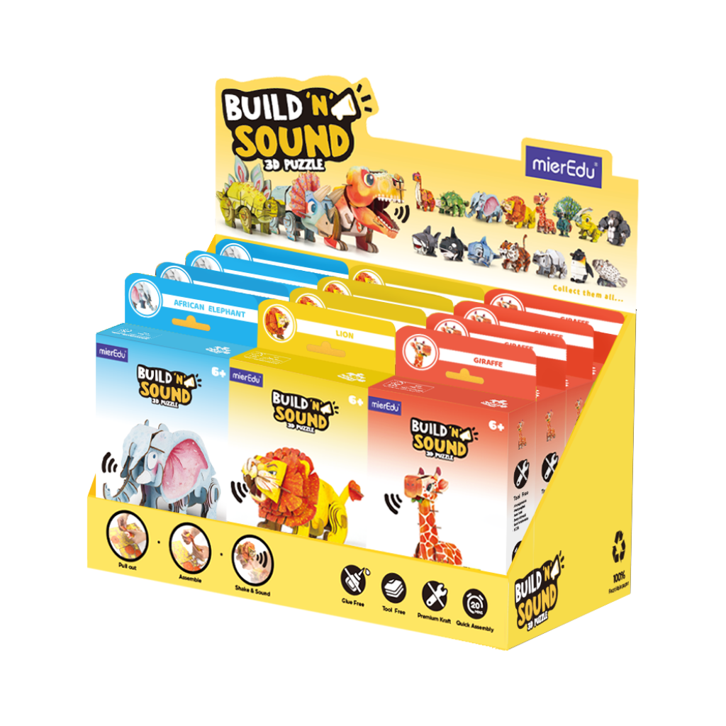 mierEdu - Build n Sound 3D Puzzle - Safari - 12 Unit Display
