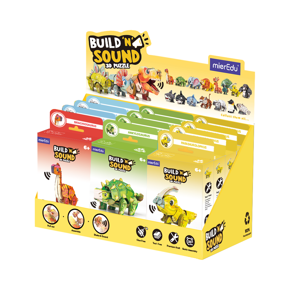 mierEdu - Build n Sound 3D Puzzle - Safari - 12 Unit Display - view 3