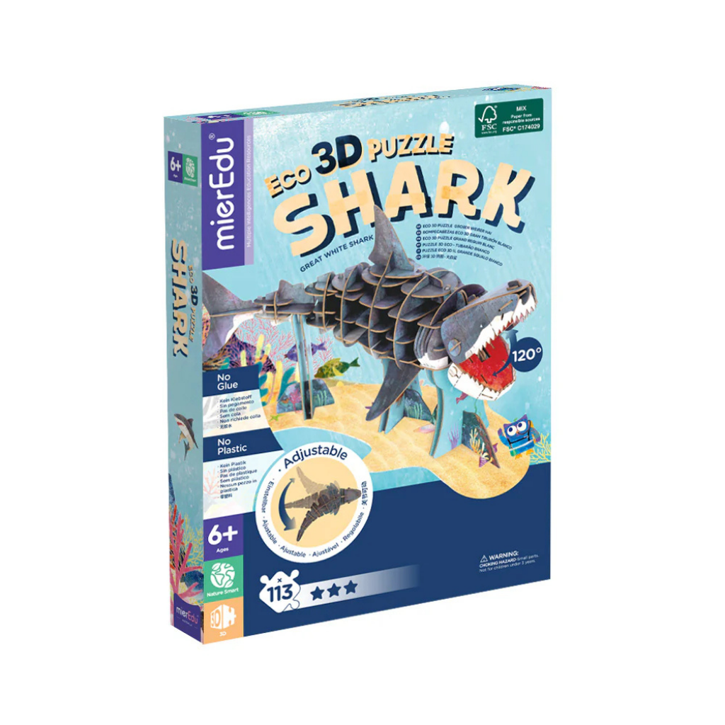 mierEdu - Eco 3D Puzzle - Great White Shark Deluxe